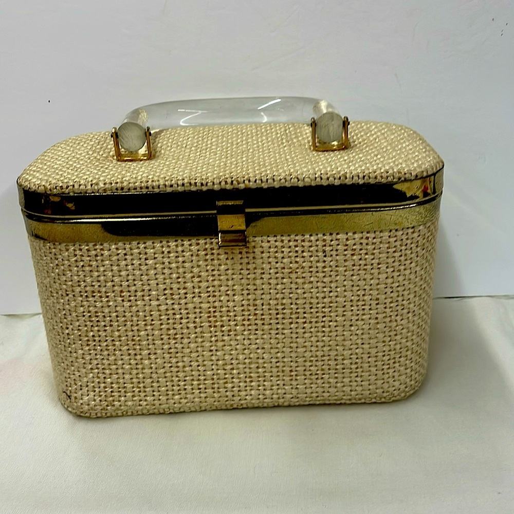 Vtg Julius Resnick 1960’s Tweed Handbag with Lucite Handle